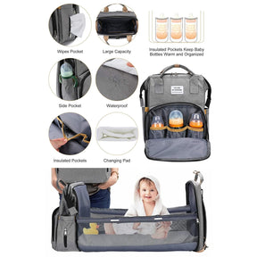 PORTABLE MULTIFUNCTIONAL BABY DIAPER BAG BACKPACK